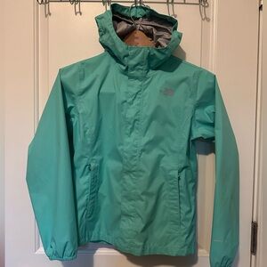 North Face Girls' Rainjacket, Mint, Aqua, Girls' Size M 10/12